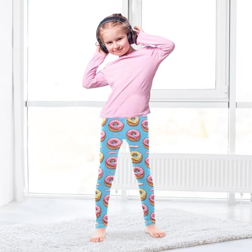 Girls Leggings Donut Blue Print Soft Toddler Leggings for Girls Kids Pants Size 4T-10T4