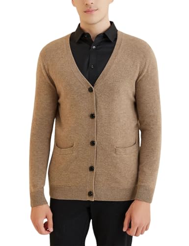 Men's Cardigan Sweaters Long Sleeve V-Neck Warm Soft Button Knitted Sweater
