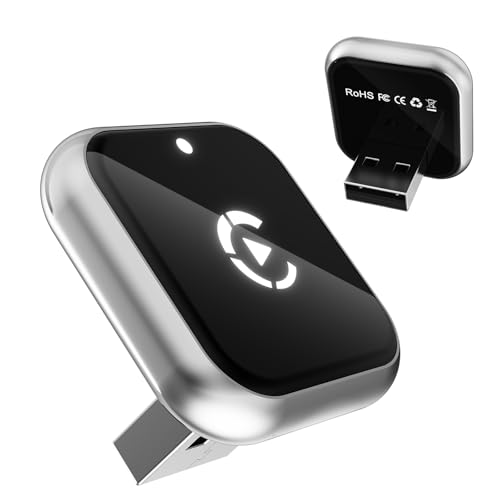 Mini L-Type & Ultra-Thin Wireless CarPlay Adapter, 2026 Upgraded Bluetooth Adapter, Plug and Play for iPhone, Compatible with 300+ Car Models with Wired CarPlay
