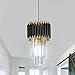 Kaniker Crystal Chandelier Gold Pendant Light Fixtures Modern Crystal Pendant Light for Kitchen Island D7.5'' Black and Gold Chandelier for Dining Room Bedroom Living Room Hanging Light with a Bulb