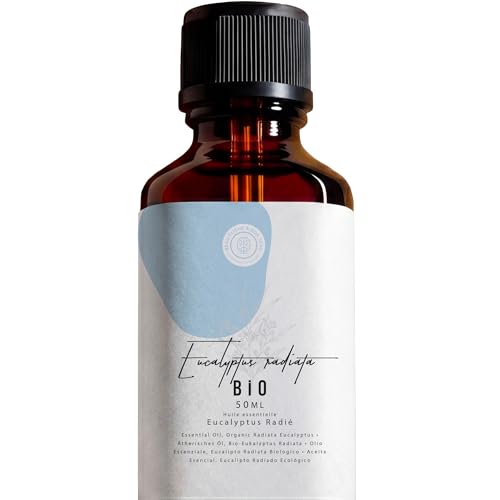 50ml Aceite Esencial Eucalipto Radiado BIO (Eucalyptus Radiata) - 100% Puro, Natural y Orgánico para Difusor, Aromaterapia, DIY, Velas