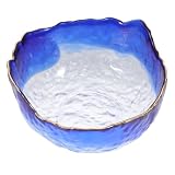 VICASKY Maniküre Schale aus Glas Kleine Handbad Schüssel mit Farbverlauf Blau und Goldrand Nagellackentferner für Maniküre und Nagelpflege Salon und Heimgebrauch zum Einweichen und
