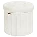 SONGMICS Mazie Colección - Banco Redondo, Taburete Reposapiés Plegable con Tapa Extraíble, Montaje Fácil, Puff de Peluche para Dormitorio, Sala de Estar, Entrada, Blanco Crema LSF606W01