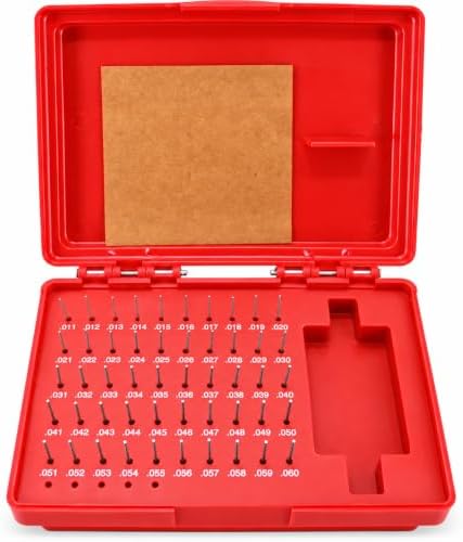 HFS 50-Piece Plus Pin Gage Set, P0(+),0.011-0.060 in, 0.0002 in Tolerance