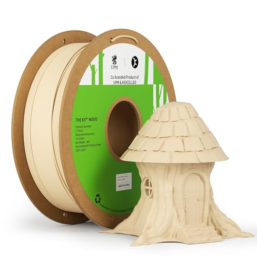 kexcelled PLA Wood Filament 1.75mm +/-0.03mm, Ivory White, 1kg Spool