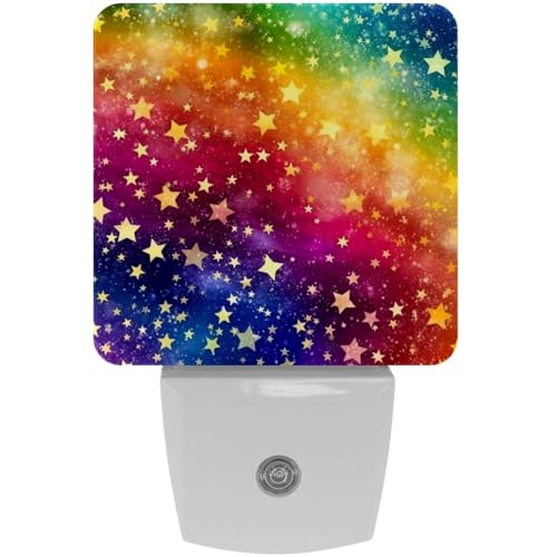 Image of NEWzone Rainbow Night Light Set of 2, Auto Sensor LED Dusk-to-Dawn Nightlights, Plug-in Sensor Lamp for Bedroom Bathroom Kitchen Hallway Stairs Decorative
