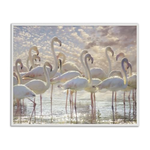 Pretty Pink White Flamingos Tropical, 16 x 20 Inch Framed Giclée Print