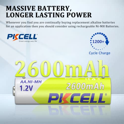 Pkcell Basics 6-Pack Aa Batteries,High-Capacity 2600 Mah 1.2V Ni-Mh Rechargeable Battery, Pre-Charged #TOP4