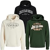 JACK & JONES Herren Kapuzenpullover Übergröße Big Plus Size Hoodie Sweatshirt Sweat 3XL 4XL 5XL 6XL 7XL 8XL TE8b4 (4XL, 3er Pack PS #51)