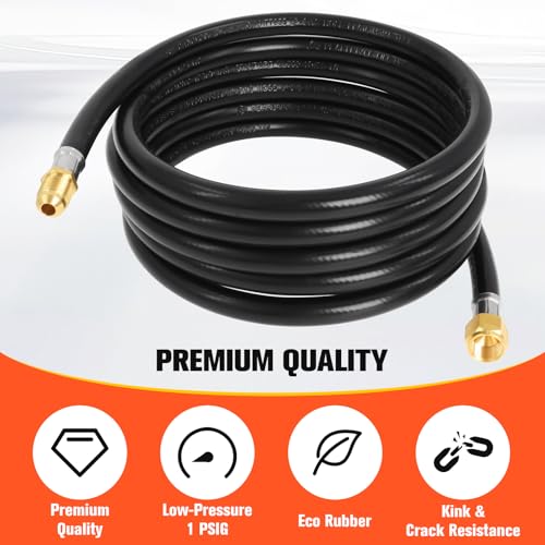 Image of Wadoy 3 /8 inch Propane Extension Hose 12FT, 3 /8 inch Male & Female Brass Flare Fittings Low Pressure Safe Flexible LP-GAS Line for BBQ, Heater, Fire Pit, Generator & RV