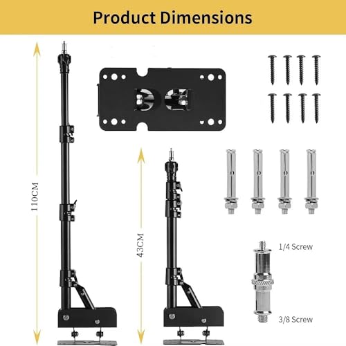 NEWFUN Soporte de Pared para Fotografía, Brazo Mural Triangular, 53-100 CM, Brazo Triangular Brazo de Pared de Cámara Giratorio 180° Flexible para luz Anular, Softbox, Paraguas Monolight - imagen 2