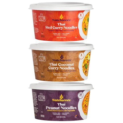 Watcharee's Classic Thai Noodles Bowl Variety Pack | Coconut Curry,