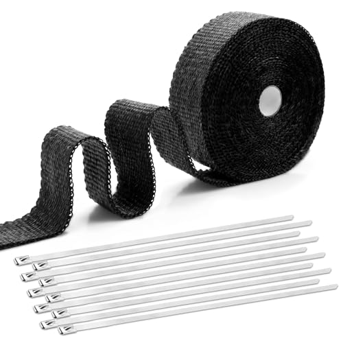 6M Hitzeschutzband Auspuff Dichtband Hitzeschutz Auspuff Bandage mit 10 Kabelbinder Edelstahl Hitzeschutzband Selbstklebend für Fächerkrümmer Thermoband Krümmerband Auto Motorrad Auspuff (Schwarz) 6M Hitzeschutzband Auspuff Dichtband Hitzeschutz Auspuff Bandage mit 10 Kabelbinder Edelstahl Hitzeschutzband Selbstklebend für Fächerkrümmer Thermoband Krümmerband Auto Motorrad Auspuff (Schwarz)