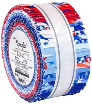 Jelly Roll - Wishwell Spangled by Vanessa Lillrose & Linda Fitch for Robert Kaufman Patriotic Stars and Stripes America USA 4th of July 2.5 Strips Roll-Ups Bundle Quilter's Cotton Fabric Precuts (M52