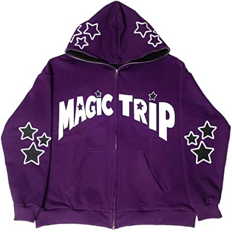 ROAONOCOMO Y2K Aesthetic Zipper Hoodie Sweatshirt Long Sleeve Harajuku Punk Grunge Outfit Retro Vintage Oversized Outwear