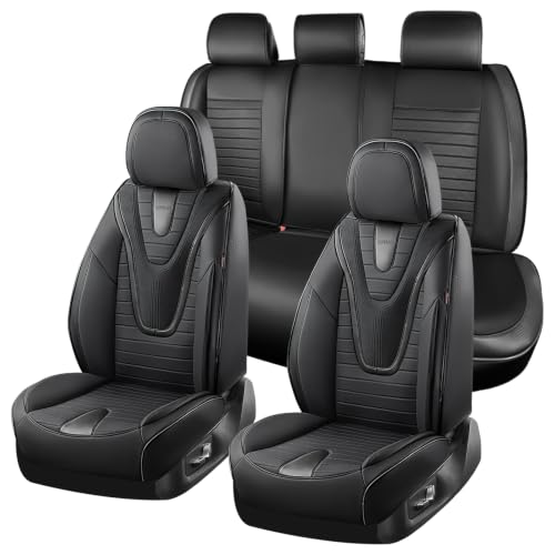 Coverado Car Seat Covers Full Set, 5 Pieces Waterproof Leather