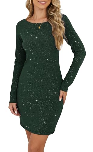 YUTILA Damen Glitzer Kleider Cocktailkleid mit Langen Ärmeln – Elegantes Pailletten Glänzendes Partykleid Minikleid für Abend & Festliche...