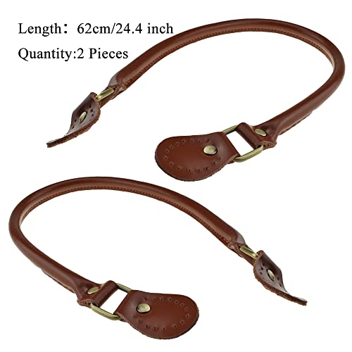 HAHIYO Purse Handle Replacement Cowhide Leather Handle Strap Shoulder Handbag Tote Belt Sturdy Easy Clip on Attach Stay on Not Slip off Not Leave Mark on Body 24.4inch 2PCS2