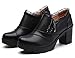 DADAWEN Women's Casual Zipper Lace Platform Mid-Heel Square Toe Oxfords Dress Shoes Black US Size 6