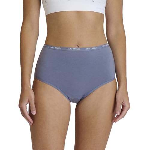Image of Laura Ashley Women's Cotton Brief Underwear Set, High-Waisted Panties for Women, 5-Pack