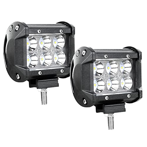 Willpower 2 barras de luz LED de trabajo de 4 pulgadas, 18 W, haz puntual de 12 V, 24 V, 1800 lm, luces de conducción todoterreno, lámparas de trabajo antiniebla para tractor, camión, barco, coche, 4