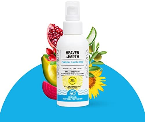 Heaven on Earth - Natural Sunscreen - Mineral Sunscreen, Vegan, SPF 50+, Broad Spectrum Face and Body, Long Lasting, Very Water Resistant (80 Minutes), Titanium Dioxide FREE, Unscented Safe for Newborn and Whole Family, Reef Friendly, Non-Nano Best Sunscreen, 3.3 FL Oz