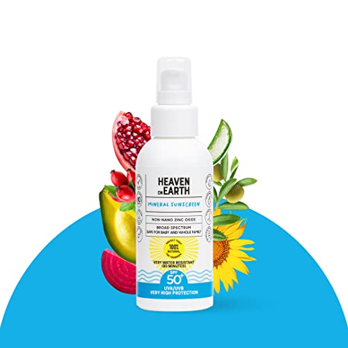 Heaven On Earth - Natural Sunscreen - Mineral Sunscreen, Vegan, Spf 50+, Broad Spectrum Face And Body, Long Lasting, Very Water Resistant (80 Minutes), Titanium Dioxide Free, Unscented Safe For Newborn And Whole Family, Reef Friendly, Non-Nano Best Sunscreen, 3.3 Fl Oz #TOP23