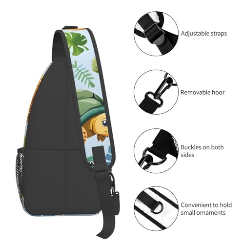 Cute Turtle Leaf Pattern Sling Bag para Mujer y Hombre miniatura 5