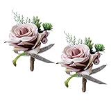Material: Seidenblume Bonarty 2stk. Mode Hochzeitsanstecker Gästeanstecker mit Schleife Und Perlen Deko,