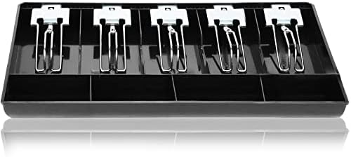 Cash Drawer for Small Businesses Cash Drawer Register Insert Tray with Metal Clip 5 Bills 4 Coins Compartments(Black)