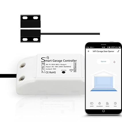 Smart Garage Door Opener Remote Controller Device Support for for Google and IFTTT Compatible with Your Smartphone (US Plug)