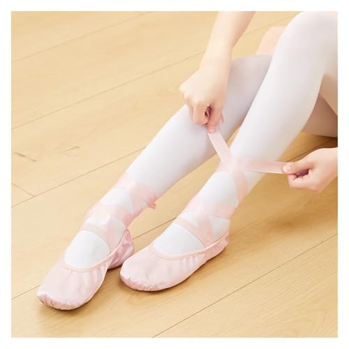 DJSKLDF Chaussures de Ballet Chaussures de ballet à lacets en satin for femmes, chaussons danse roses, chaussures semelles souples, d'entraînement ballerine pour danse(31) – vue 2