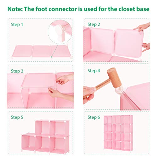 Tomcare Cube Storage Organizer 12-Cube Storage Shelves Cube Organizer Closet Organizer Diy Bookshelf Bookcase Plastic Storage Cubes Shelf Clothes Storage Organizer Shelves For Bedroom Home, Pink #TOP3