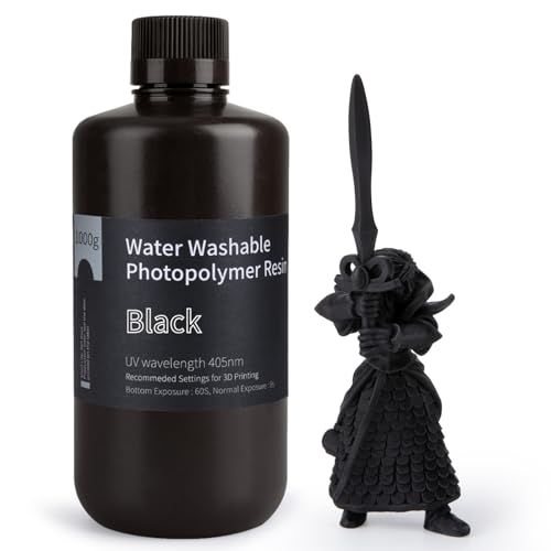 Image of ELEGOO Water Washable 3D Printer Resin LCD UV-Curing Resin 405nm Standard Photopolymer Resin for Mars Saturn Jupiter MSLA DLP LCD 3D Printing 1000Gram Black