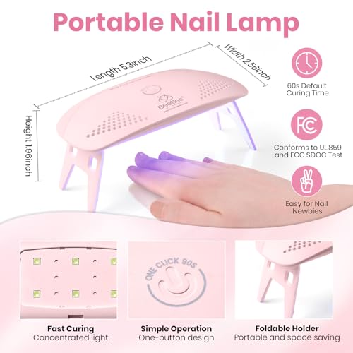 Image of Beetles 5 Pcs White Gel Nail Kit with U V Light, 10ML HEMA-Free Cloud White Gel Polish Set Portable Manicure Kit with Base & Top Nails File Coat Soak Off Home Travel Salon Tools Gifts for Women Girls