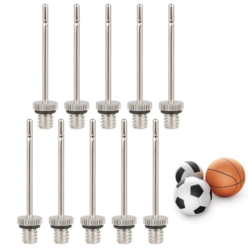 GZSYWZ 10 Piezas Aguja de Bomba de Bola - Aguja Hinchar Balones Aguja de Inflado de Bomba de Bola Metal con Agujeros Laterales para fútbol, Baloncesto, Rugby, Voleibol