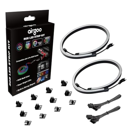NEON RGB LED Strip for PC, RGB LED Strip for 12V 4-Pin RGB LED headers, Compatible with ASUS Aura RGB, MSI Mystic Light, ASROCK Aura RGB Motherboard, Come with 12pcs Strong Magnetic Brackets