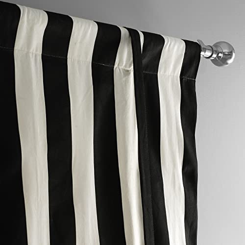 Image of HPD Half Price Drapes Room Darkening Tie Up Curtains 46 X 63 Inch Cabana Printed Cotton Window Roll Up Balloon Curtain for Living Room, Kitchen PRTW-TUD17-63 (1 Panel), Cabana Black