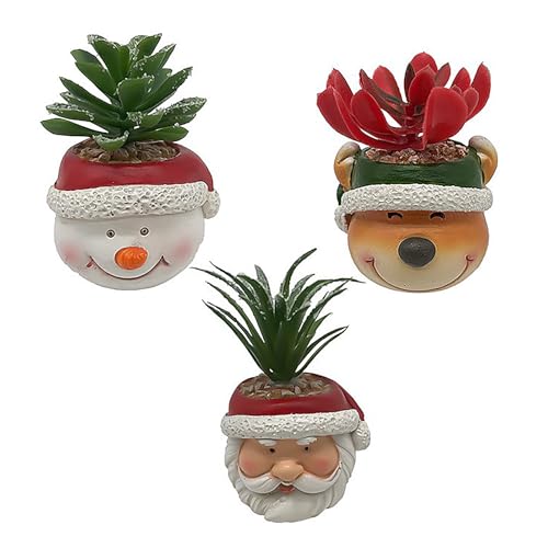 MISNODE 3 Stück Künstliche Sukkulenten in Töpfen, Weihnachtliche Mini-Blumentopf-Skulptur, Weihnachtsmann, Rentier, Schneemann, Kleine Künstliche Topfpflanzen, Statue, MISNODE 3 Stück Künstliche Sukkulenten in Töpfen, Weihnachtliche Mini-Blumentopf-Skulptur, Weihnachtsmann, Rentier, Schneemann, Kleine Künstliche Topfpflanzen, Statue,