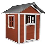 Beauty.Scouts Holzspielhaus Sun 102x94x133cm aus Zedernholz in rot-weiß Kinder Spielhaus Kinderspielhaus modern Spitzdach Schwedenhaus Stil gemütlich