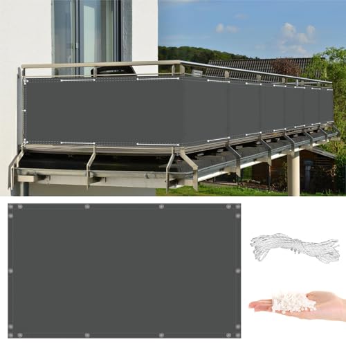 Valla de jardín para balcón, 1 m x 4 m, resistente a los rayos UV, resistente a la intemperie, incluye bridas y cuerda, ideal para patio, piscina, porche, color antracita