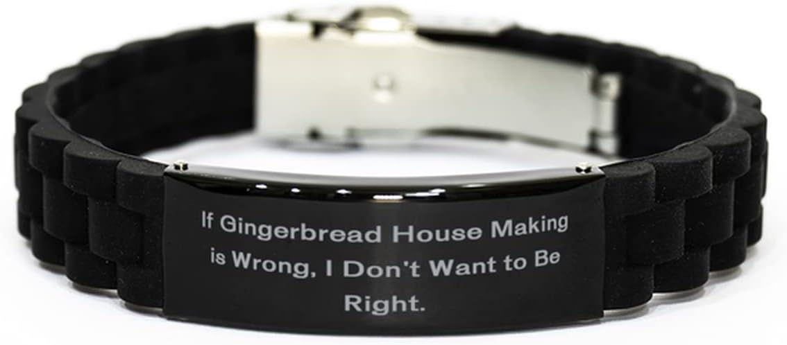 Funny Gingerbread House Making Gifts, If Gingerbread House Making is Wrong,., Love Holiday Black Glidelock Clasp Bracelet Gifts for Friends