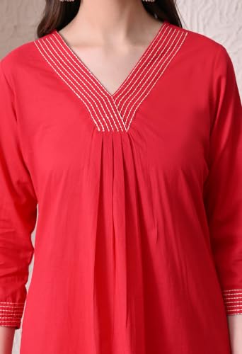 Image of Truvon Fashions Stylish Women's Co-Ord Kurta with Pant Set Cotton Floral Kurti for Women