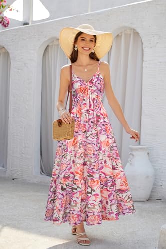 Image of GRACE KARIN Womens Summer Floral Maxi Dresses 2026 Long Flowy Boho Dress Beach Vacation Sundresses Casual Clothes with Pocket