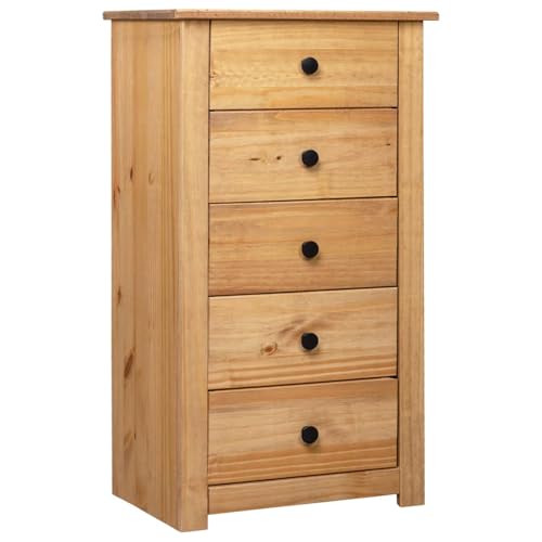 Gecheer Durable Solid Pine Wood Sideboard with 5 Drawers - Natural Finish for Bedroom or Office Model282649
