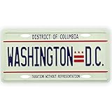 Washington D.C. Mini License Plate Magnet, Fridge and Office Magnetic Decoration, 1.75 by 3.5 Inches