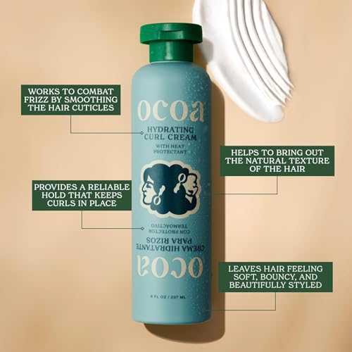 Image of OCOA Curl Cream & Styling Gel Bundle - Hydrate, Define, & Protect Curls - Made with Hibiscus, Mango Butter, Flaxseed, and Marula Oil - Frizz-Free, Long-Lasting, Soft & Touchable Finish - 8oz