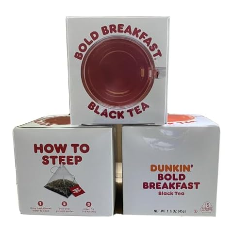 Dunkiin_Donuts Bold Breakfast Black Tea 3 Box (45 Tea Bags) with eRaiyan Sticker Cover