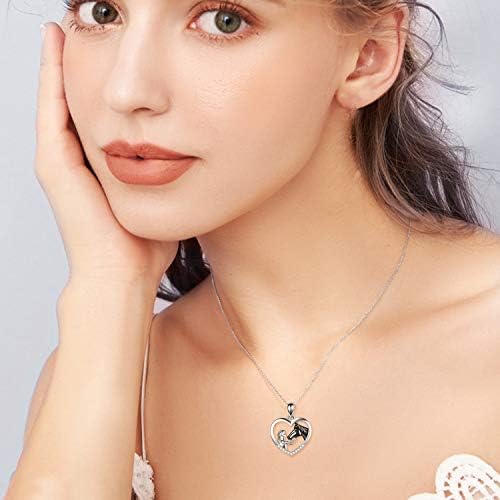 YFN Girl and Horse Necklace for Girls Sterling Silver Horse Jewellery Horse Gifts for Women 18"