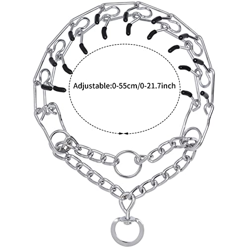Prong Dog Training Collar Adjustable Anti-Pull Steel Chrome Plated Pinch Collar Dog Correction Collar + 2Pcs Replacement Links + 8Pcs Rubber Caps For Small Medium Large Dogs #TOP1